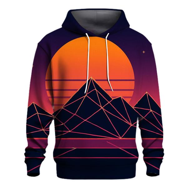 Sunrise Over Wireframe Mountains graphic hoodies