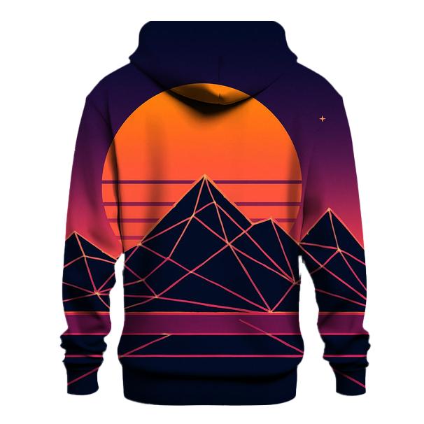 Sunrise Over Wireframe Mountains graphic hoodies