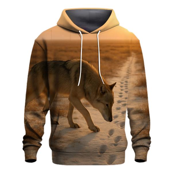 Steppe Wolf Following Saiga Tracks At Dawn printed hoodies