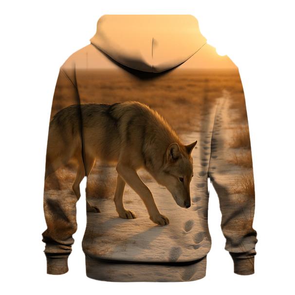 Steppe Wolf Following Saiga Tracks At Dawn printed hoodies