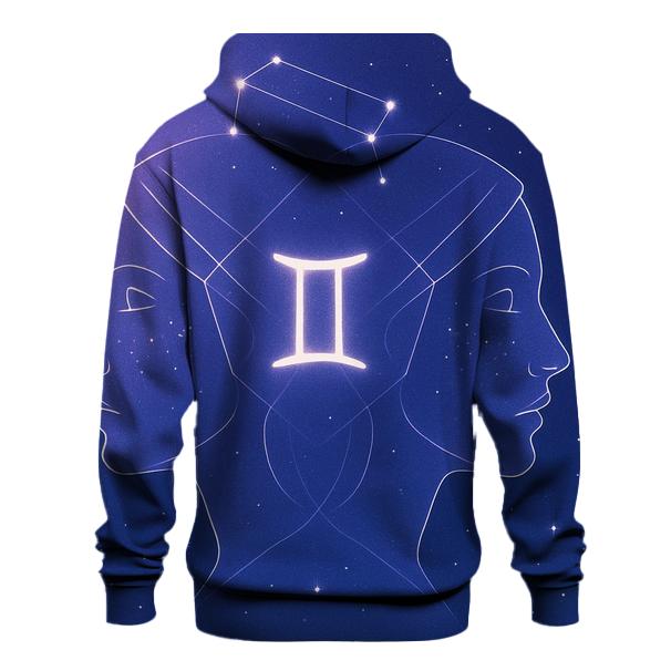 Gemini Twins Mirror Constellation Portrait zip-up hoodies