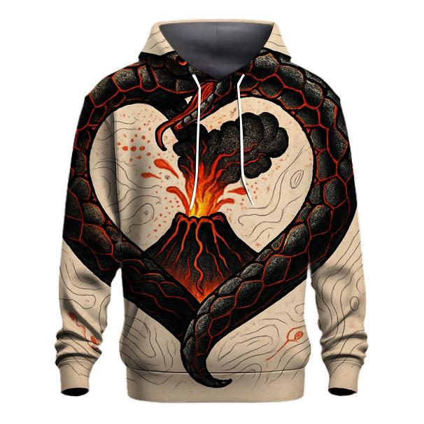 Volcanic Heart Ouroboros printed hoodies