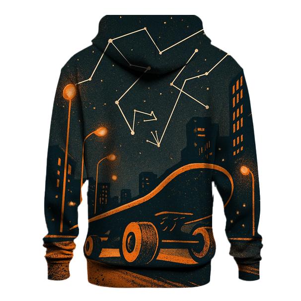 Orange Skateboard City Star Map embroidered hoodies