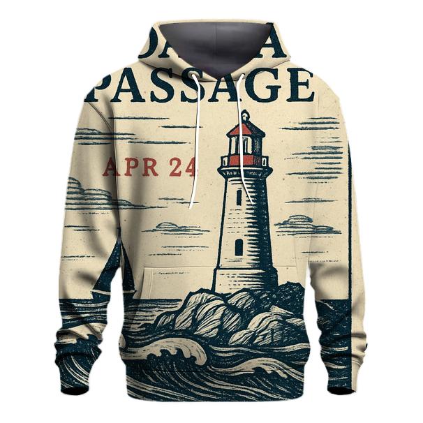 Old Time Maritime Lighthouse Travel Stamp graphic hoodies