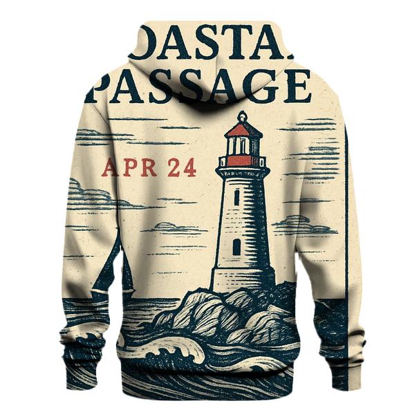 Old Time Maritime Lighthouse Travel Stamp graphic hoodies