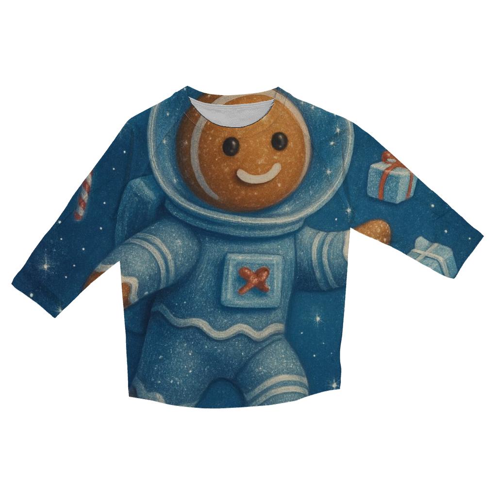 Gingerbread Astronaut Gift Drop designer 3/4 sleeve blouses