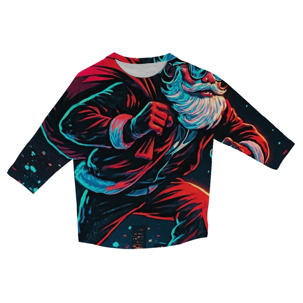 Neon Night Santa On A Rooftop Run trendy 3/4 sleeve tops