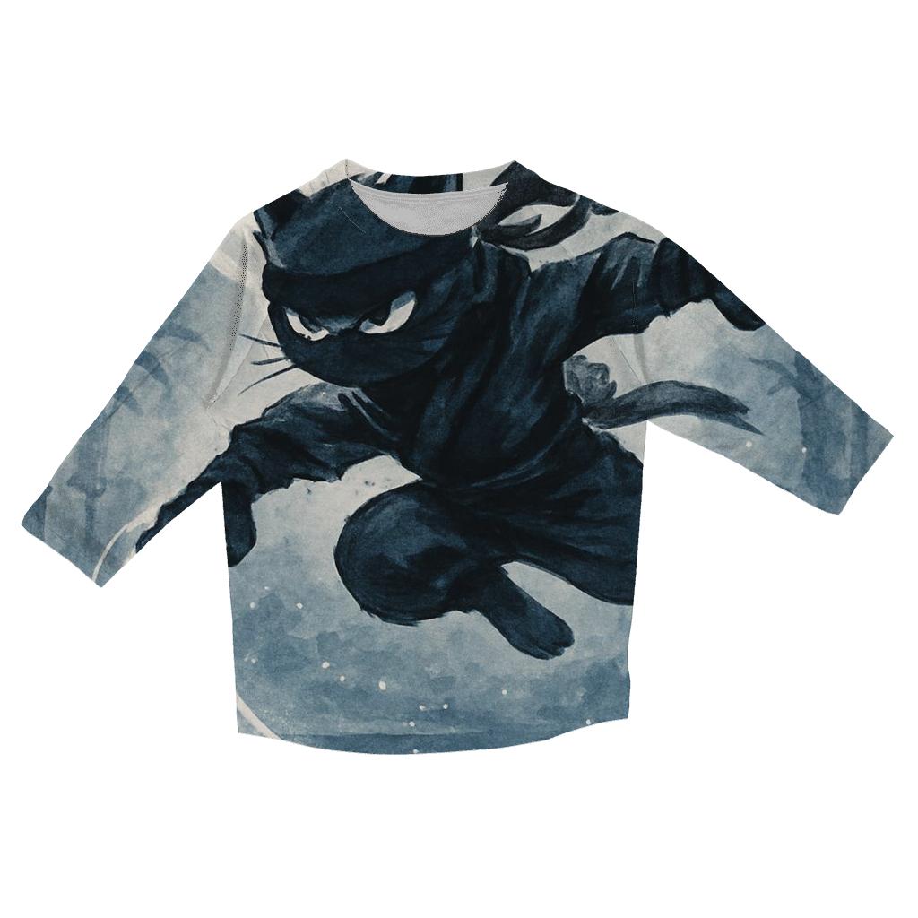 Koi Pond Moonlight Cat Ninja fashion 3/4 sleeve shirts