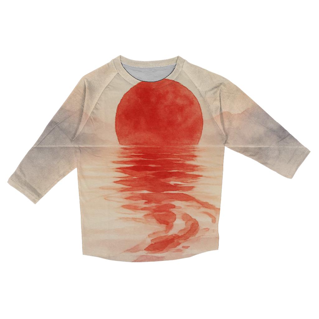 Japan Rising Sun Watercolor Drift stylish quarter sleeve tops