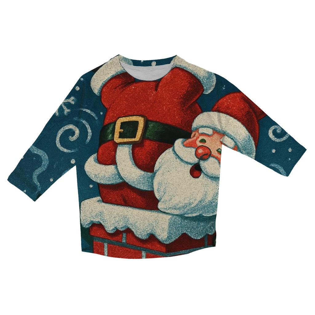 Santa Stuck In Chimney Snowstorm Swirl cotton quarter sleeve shirts
