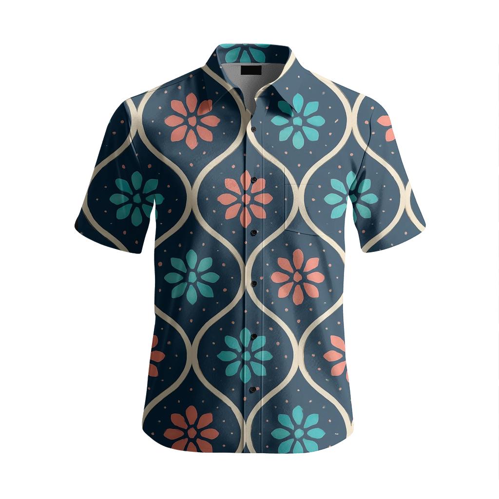 Nebula Ogee Trellis Bloom embroidered logo shirts