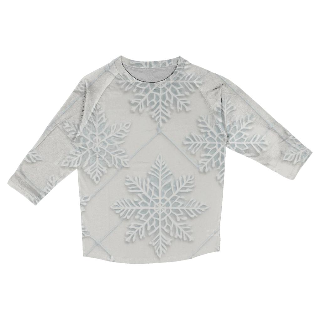 Snowflake Lace Lattice On Ivory Background designer 3/4 sleeve blouses