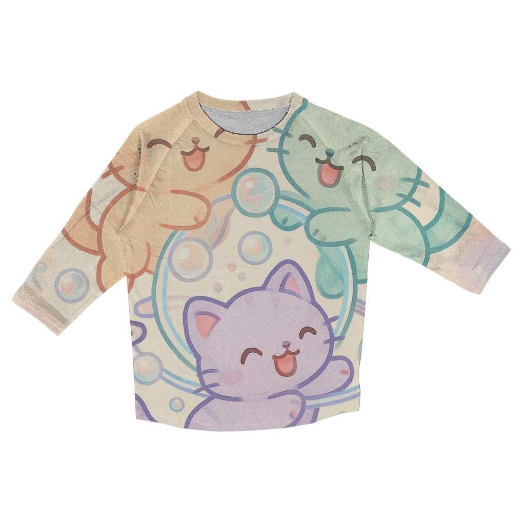 Bubble Planet Kitten Carousel designer 3/4 sleeve blouses