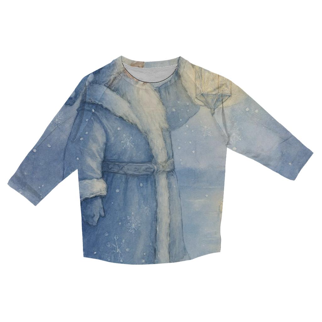 Frosted Moonlight Santa And The Ice Lanterns designer 3/4 sleeve blouses