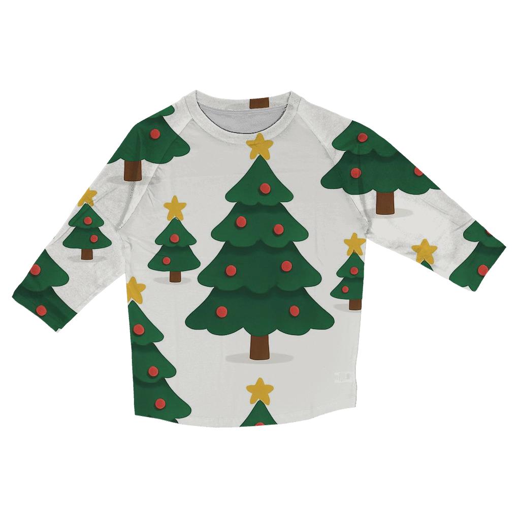 Christmas Tree Icon Grid On White Background trendy 3/4 sleeve tops