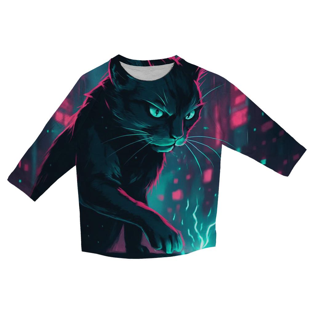 Neon Alley Circuit Cat custom 3/4 sleeve shirts