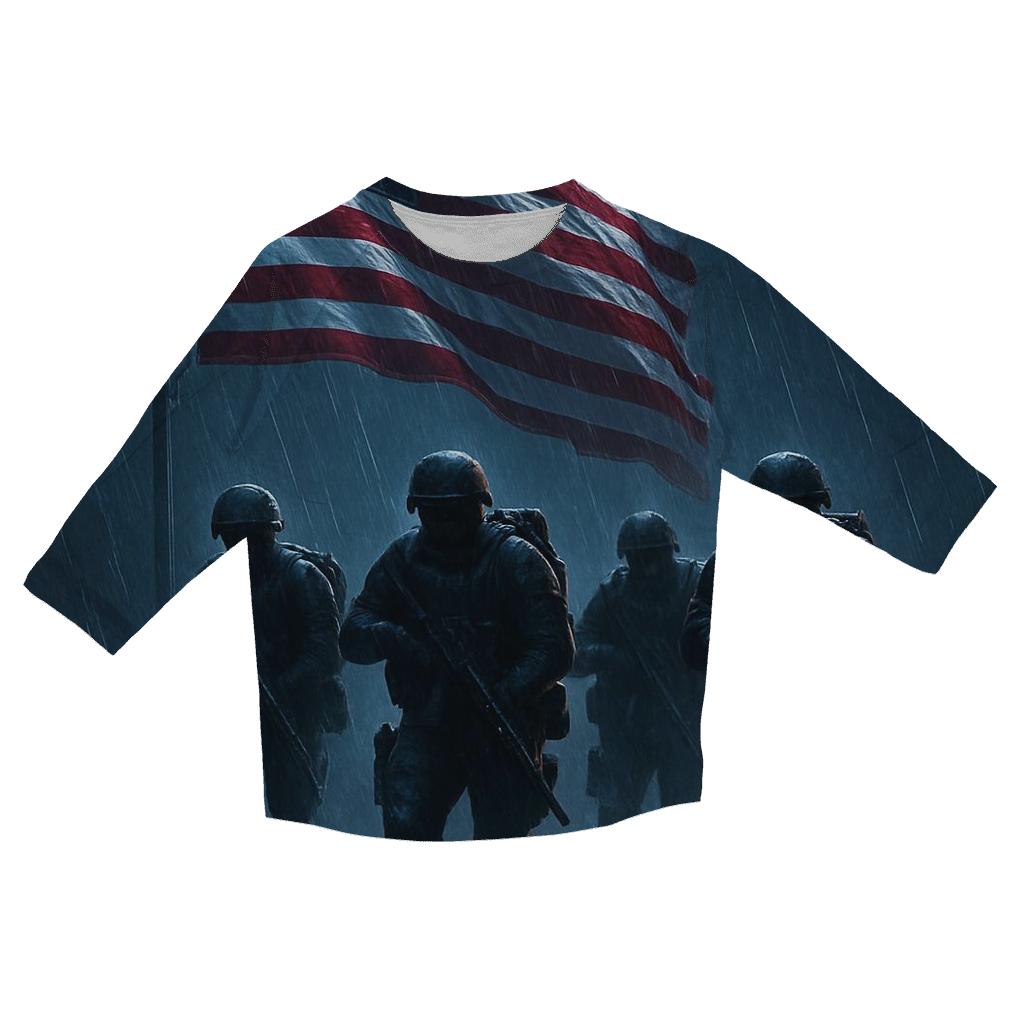 Liberty Forged In Rain printed three quarter sleeve shirts