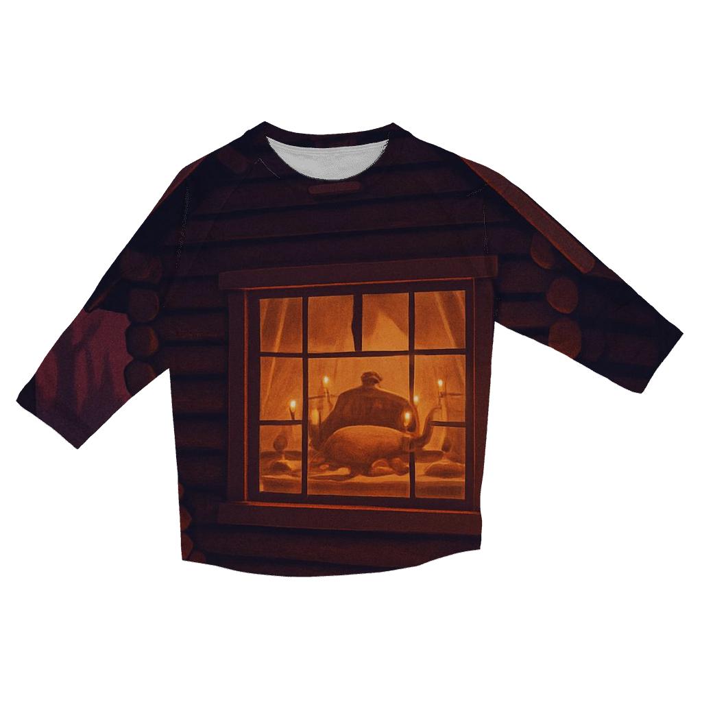 Gratitude Cabin Window Glow personalized 3/4 sleeve tees