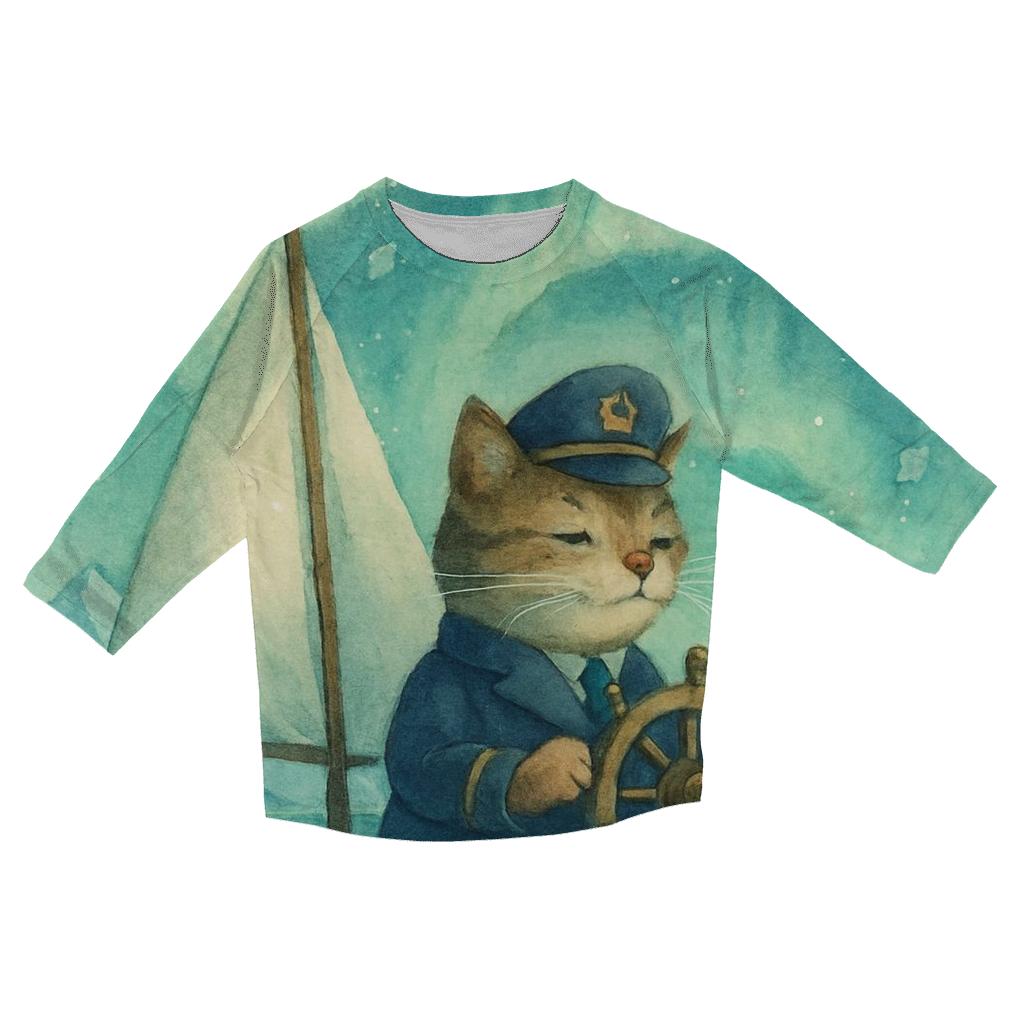 Aurora Sailing Cat Captain cotton quarter sleeve shirts