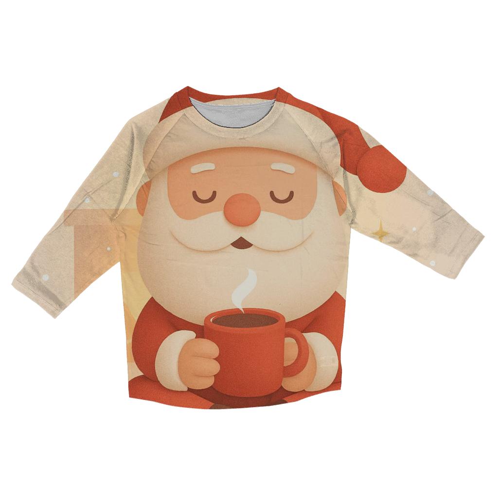 Minimal Cozy Santa With Fireplace Glow fashion 3/4 sleeve shirts