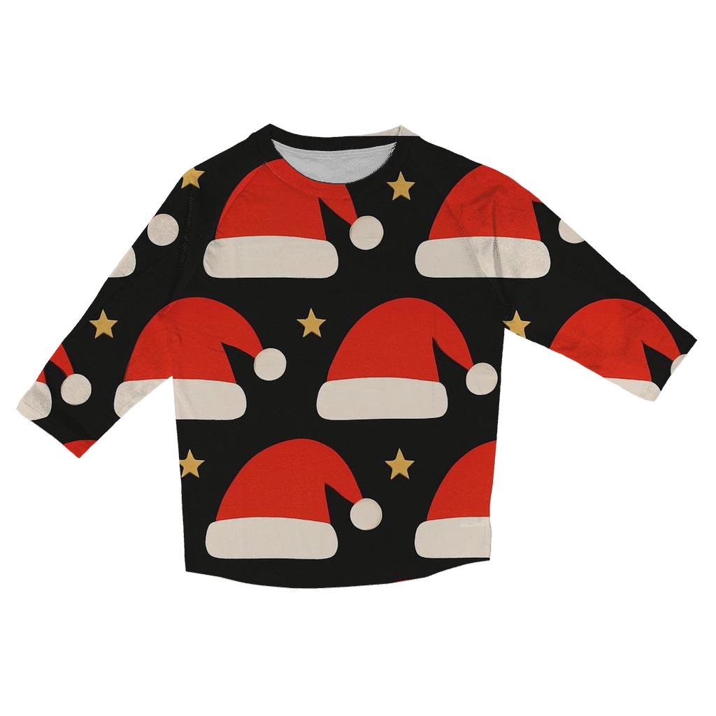 Santa Hat Stripe Bands On Black Background designer 3/4 sleeve blouses