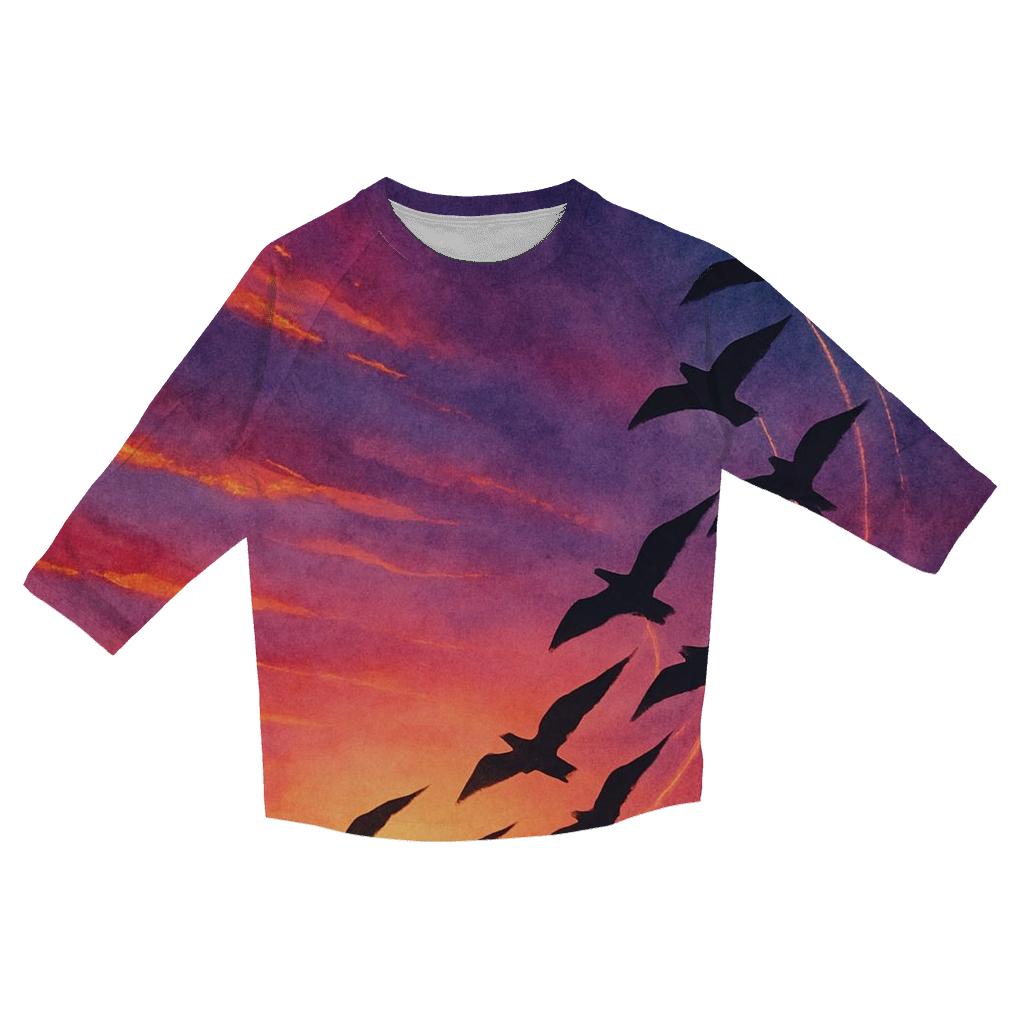 Comet Birds At Sundown personalized 3/4 sleeve tees