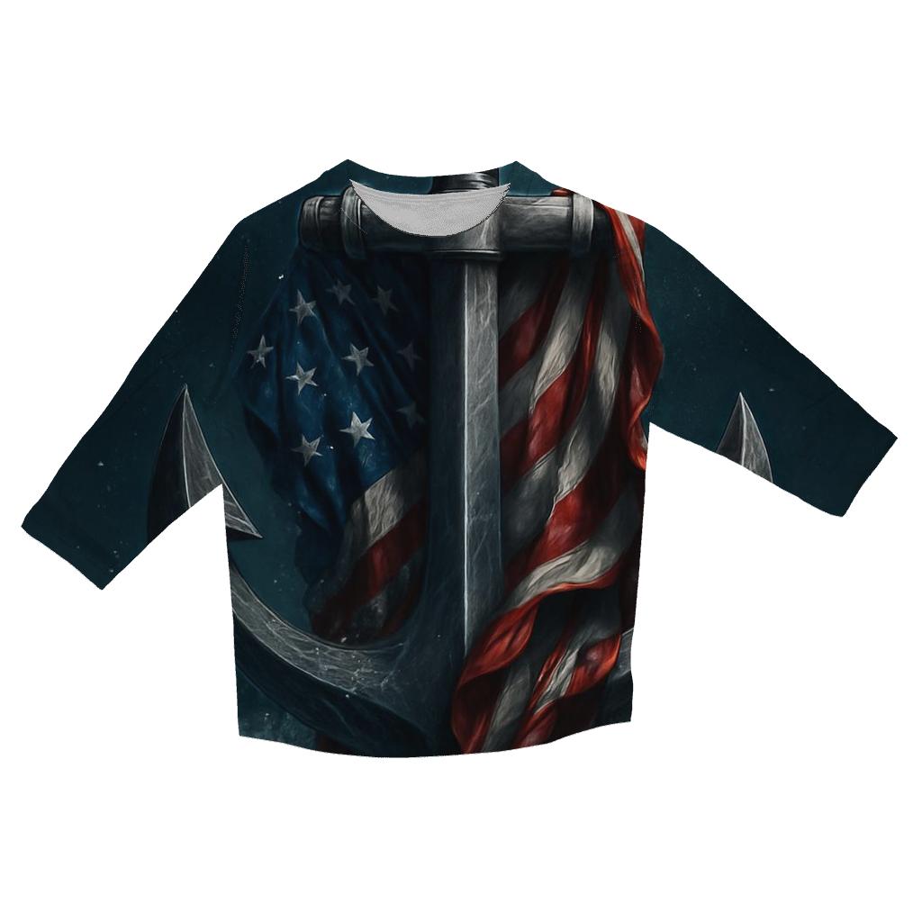 Ocean Steel And Stripes trendy 3/4 sleeve tops