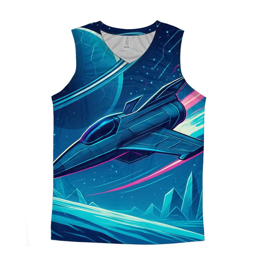 Aurora Engine Over The Ice Moon graphic print tank tops