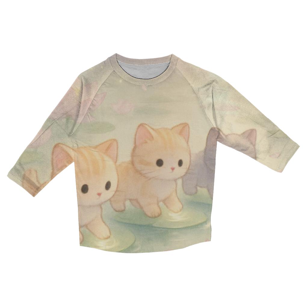 Floating Lotus Pond Kittens custom 3/4 sleeve shirts