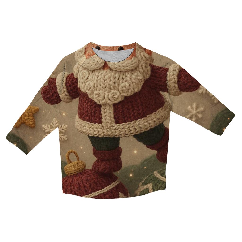 Knitted Pattern Santa In Ornament Wonderland cotton quarter sleeve shirts