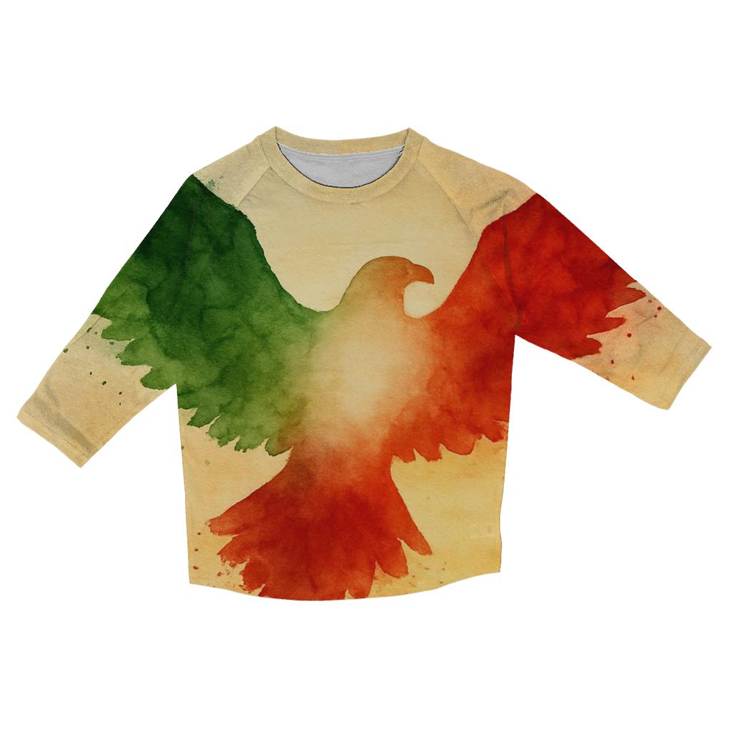 Mexico Eagle Silhouette Flag Overlay fashion 3/4 sleeve shirts