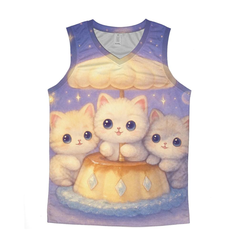 Moonlit Pudding Cat Carousel casual summer tank tops