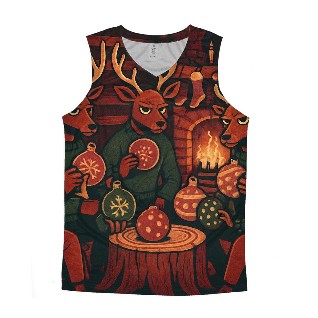 Reindeer Poker Night In Cozy Cabin Glow stylish racerback tanks