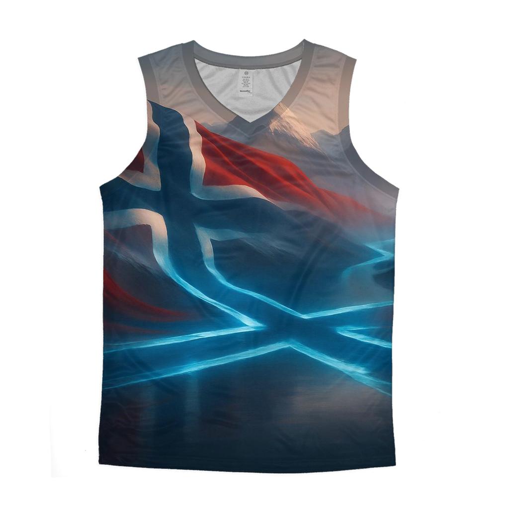 Norway Aurora Fjord Banner custom tank tops