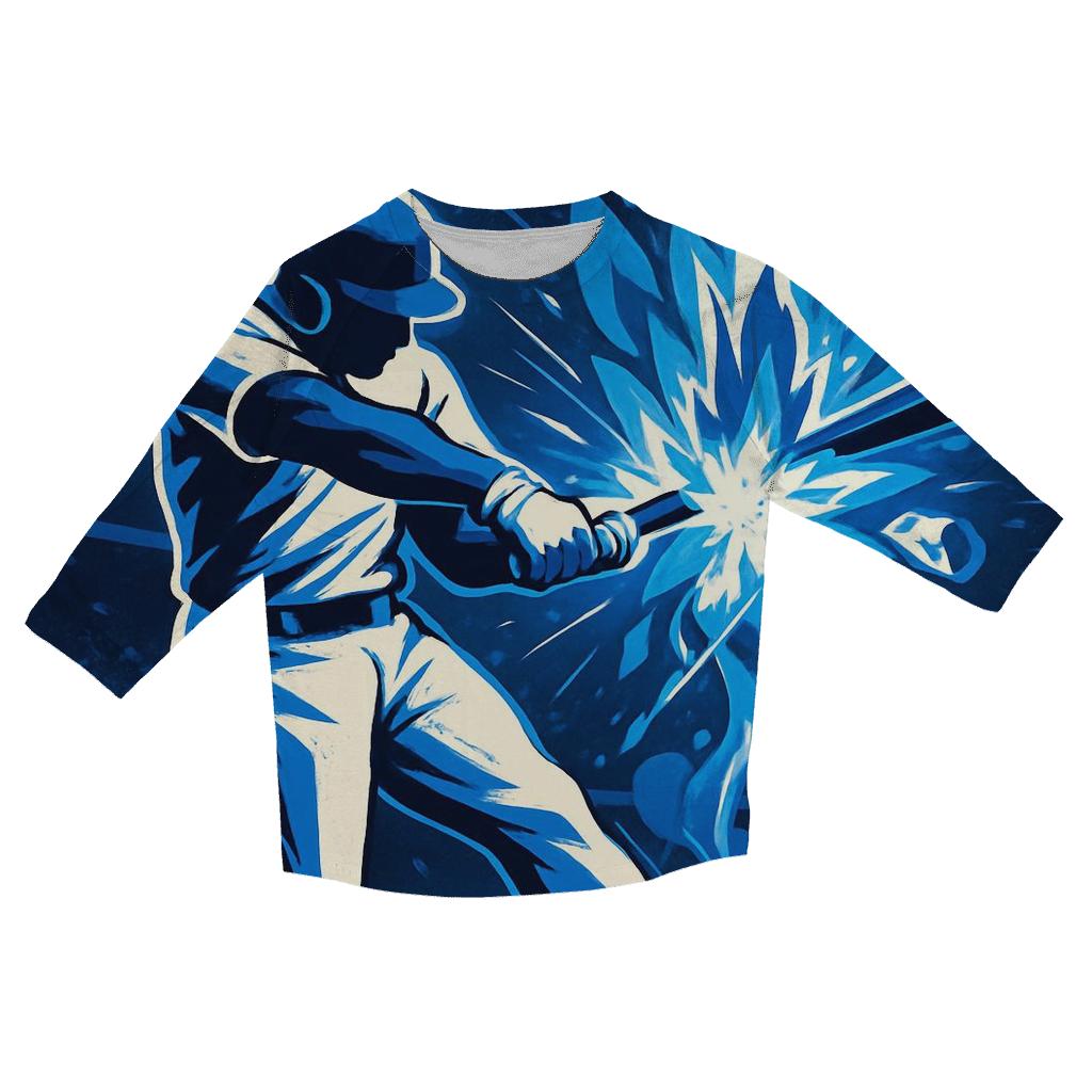 Blue Flame Bat Impact cotton quarter sleeve shirts