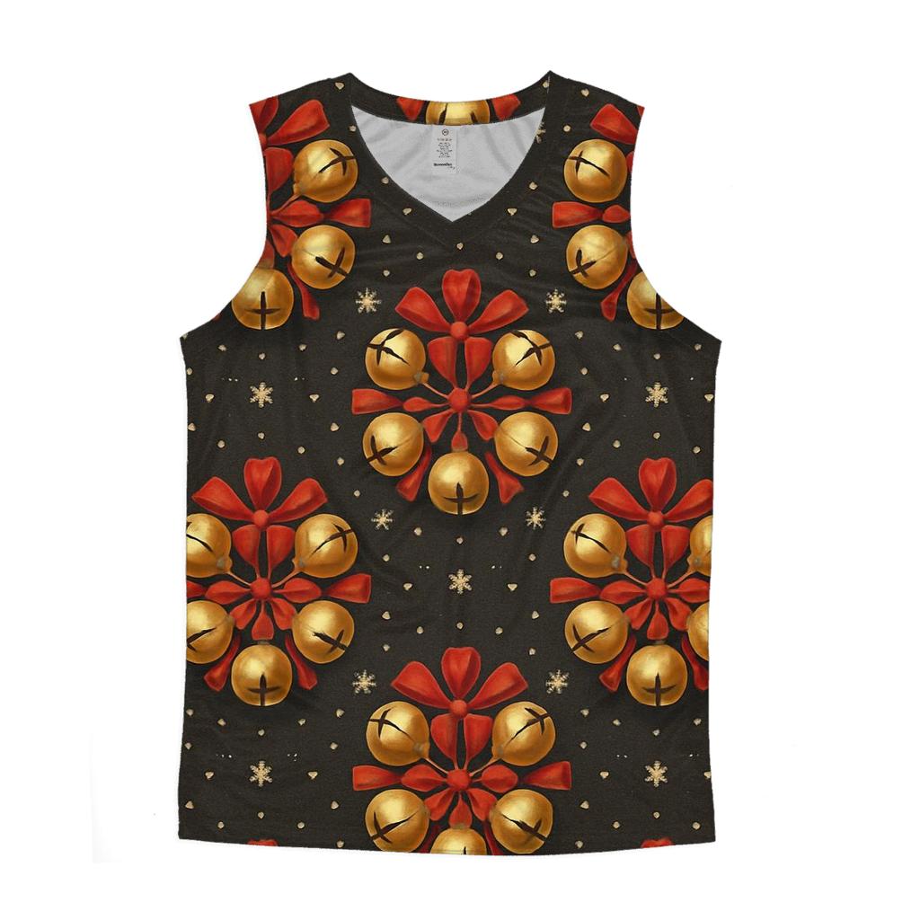 Golden Bell Rosette Medallions On Charcoal Background personalized athletic tanks