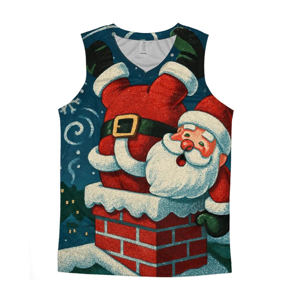Santa Stuck In Chimney Snowstorm Swirl casual summer tank tops