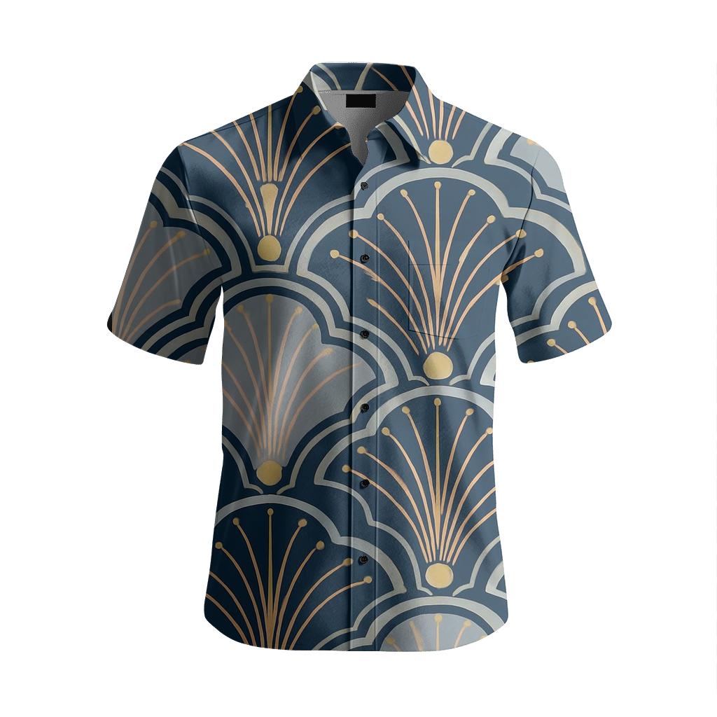 Comet Tail Art Deco Fan Scallops designer stitched shirts