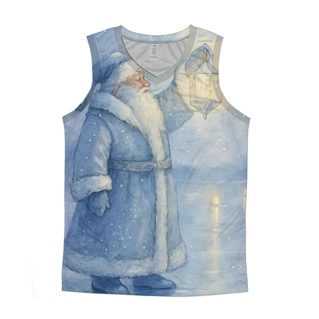 Frosted Moonlight Santa And The Ice Lanterns personalized athletic tanks