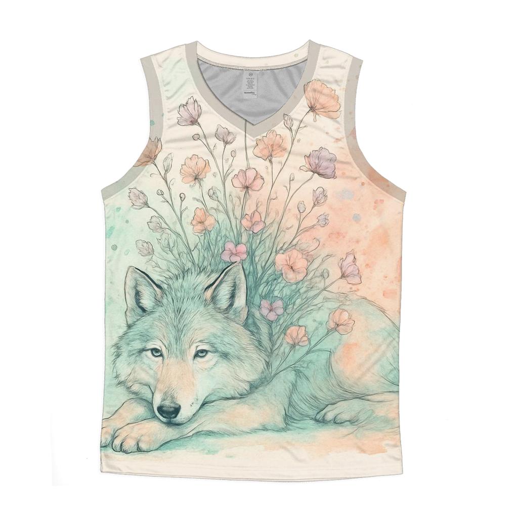 Meadow Ink Bloom Wolf graphic print tank tops