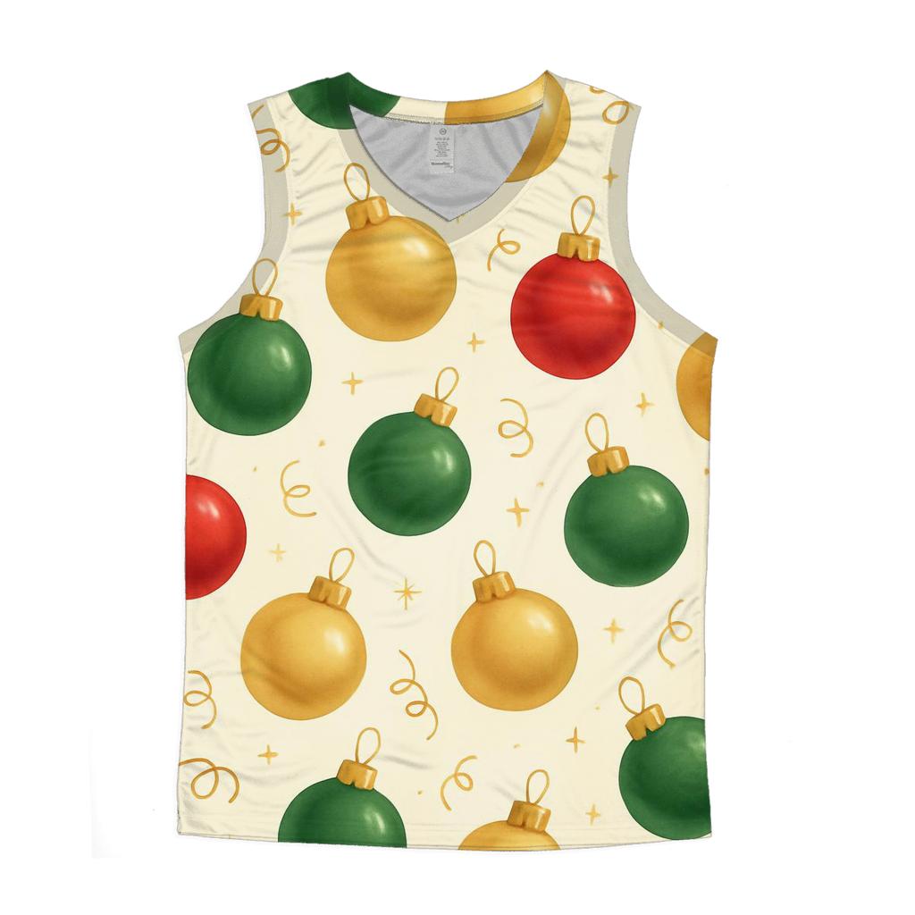 Red And Green Ornament Scatter On Cream Background stylish racerback tanks