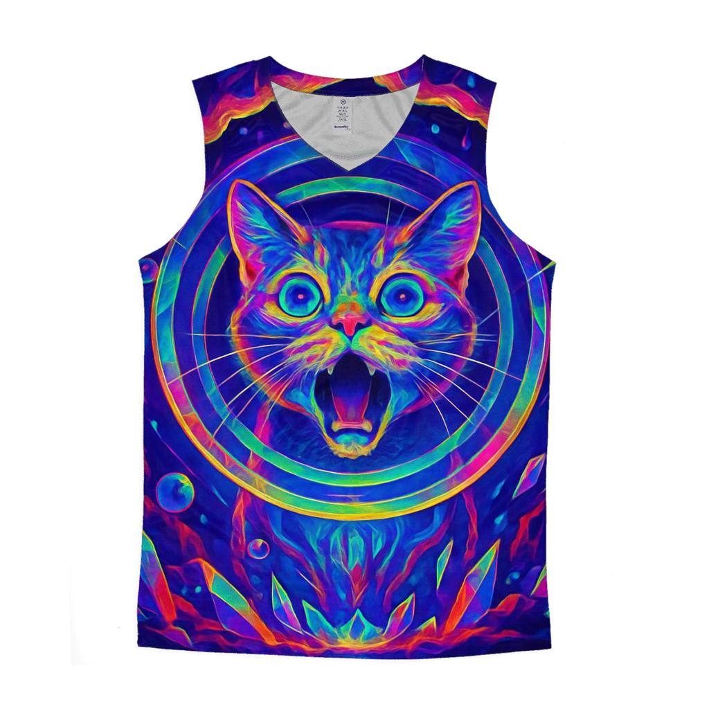 Crystal Cave Echo Cat graphic print tank tops