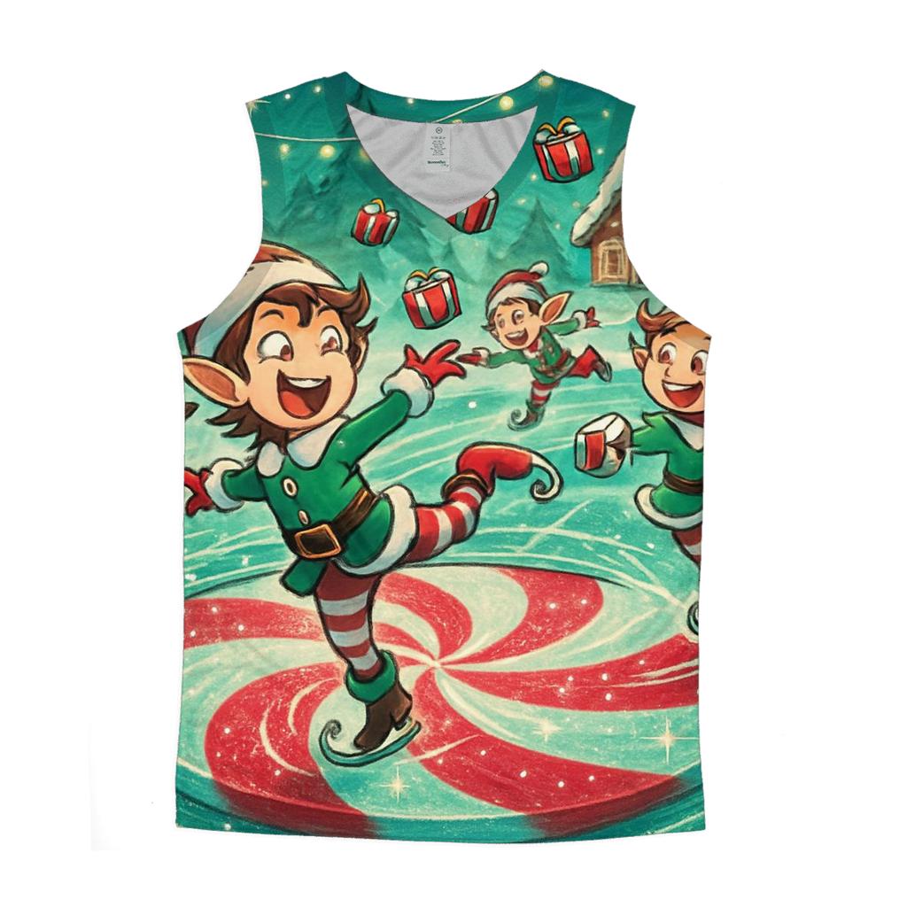 Elf Skate Party On Frozen Candy Pond trendy fitted tank tops