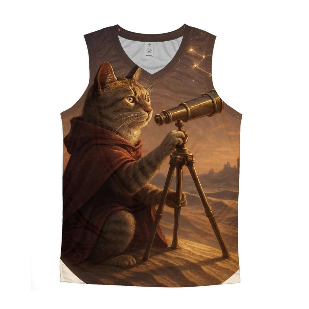 Desert Mirage Astronomer Cat trendy fitted tank tops