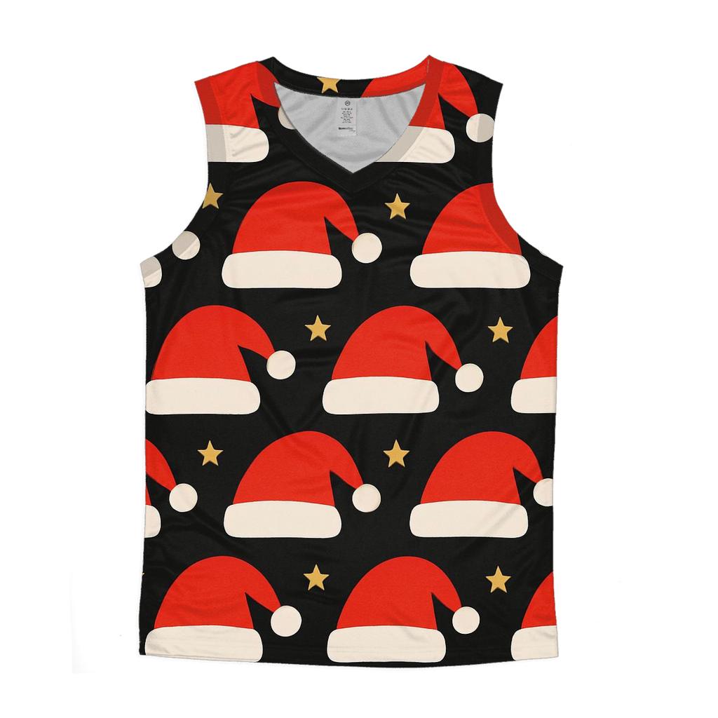 Santa Hat Stripe Bands On Black Background designer workout tanks