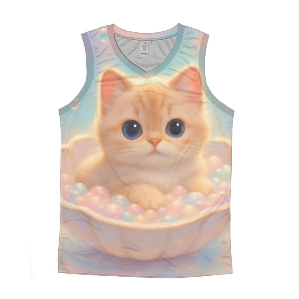 Rainbow Mist Bubble Bath Cat trendy fitted tank tops