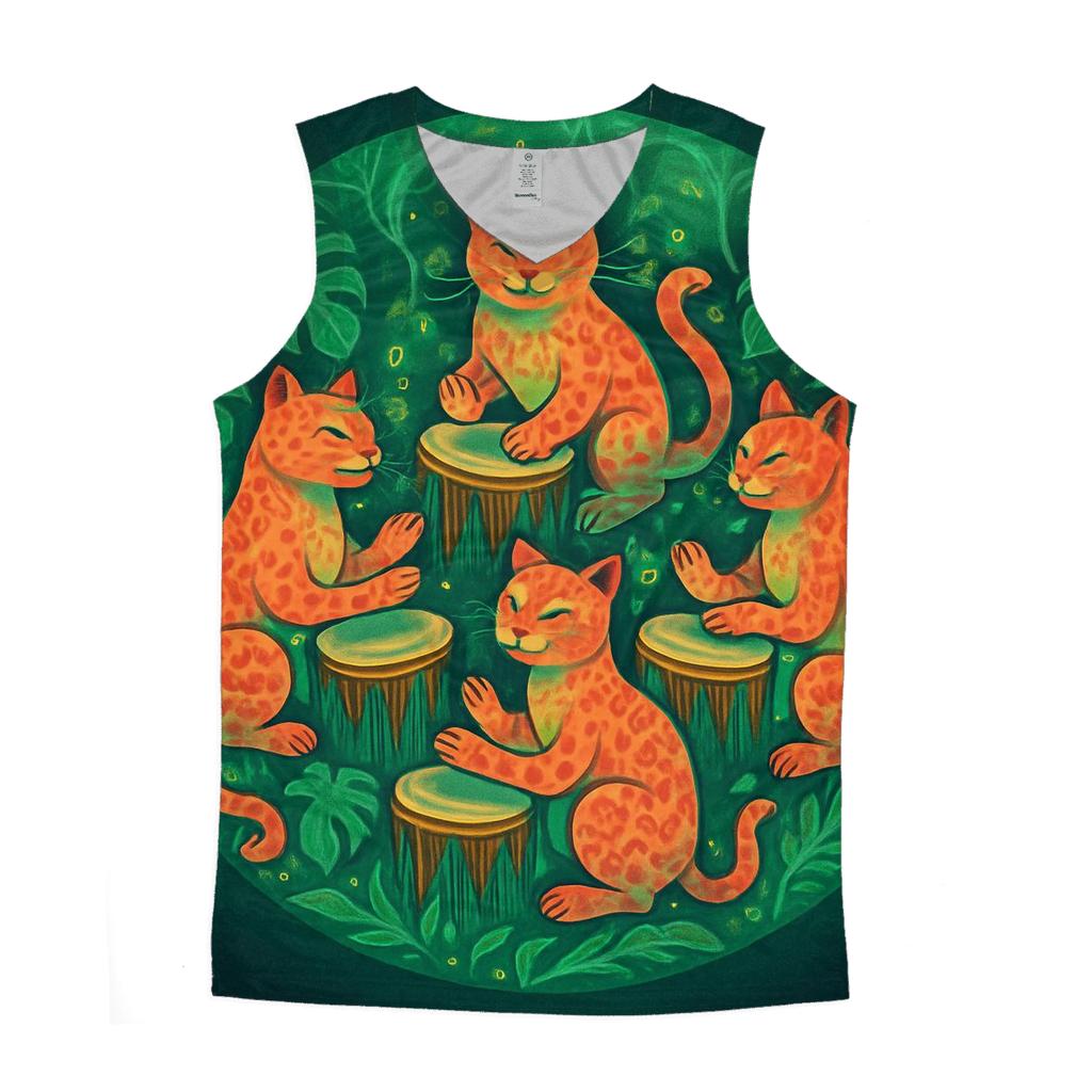 Rainforest Drum Circle Cats stylish racerback tanks