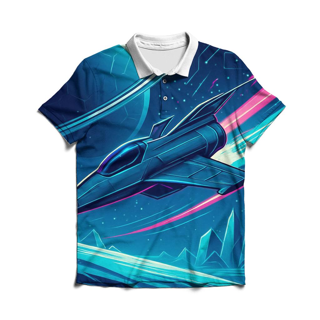 Aurora Engine Over The Ice Moon branded logo polo shirts