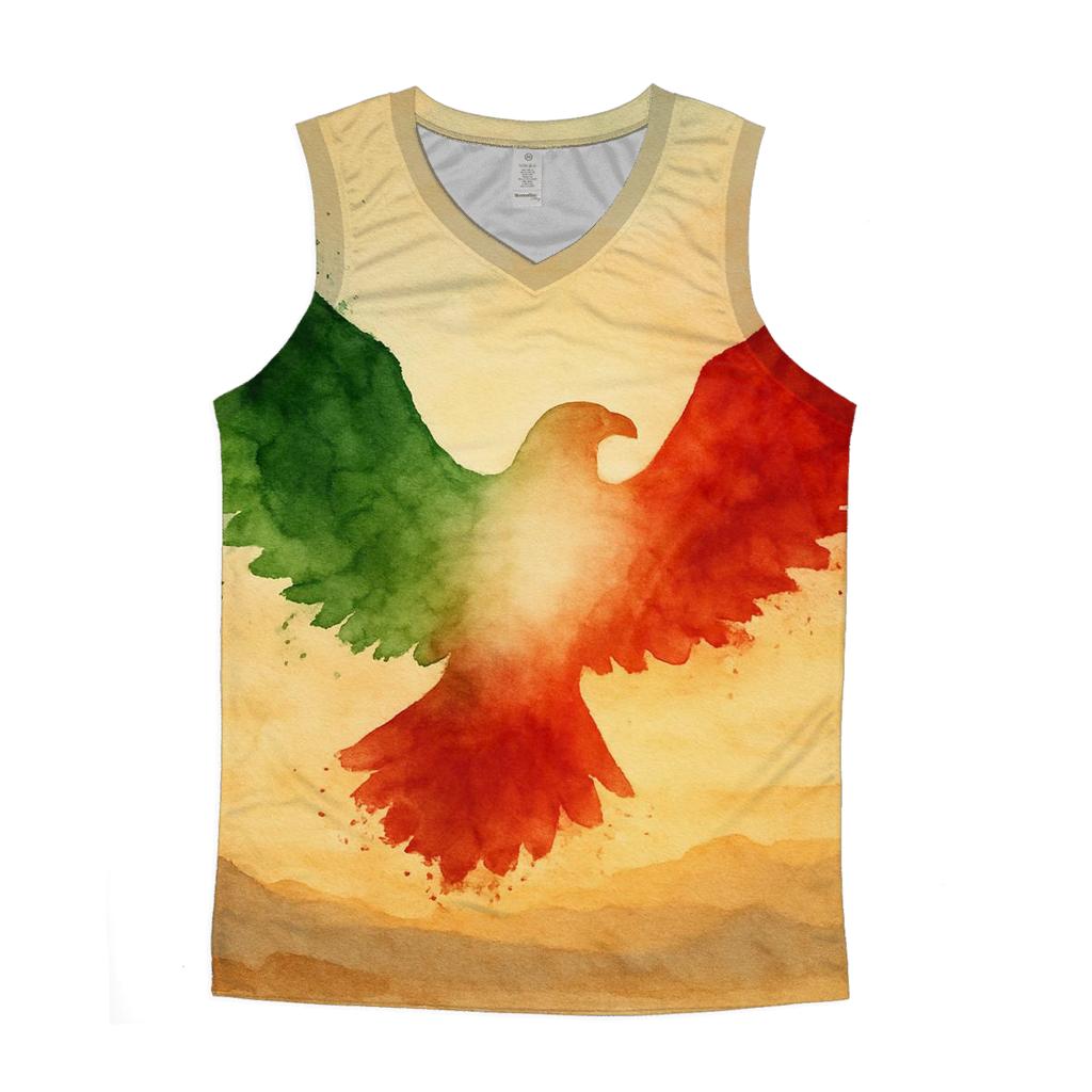 Mexico Eagle Silhouette Flag Overlay graphic print tank tops