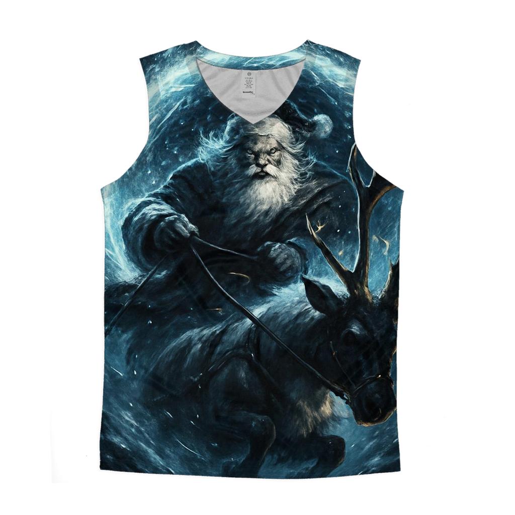 Epic Santa And Reindeer Through A Blizzard Portal trendy fitted tank tops